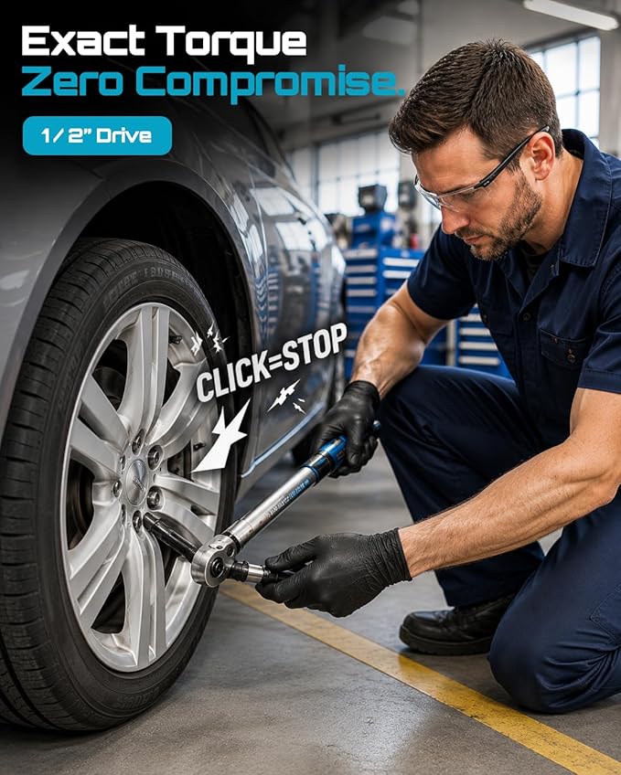 Seesii Torque Wrench Set 1/4" 3/8" 1/2" Drive | ±3% Accuracy, Click Type Torque Wrench Kit with Adapters for Car, Motorcycle, Bike Repair