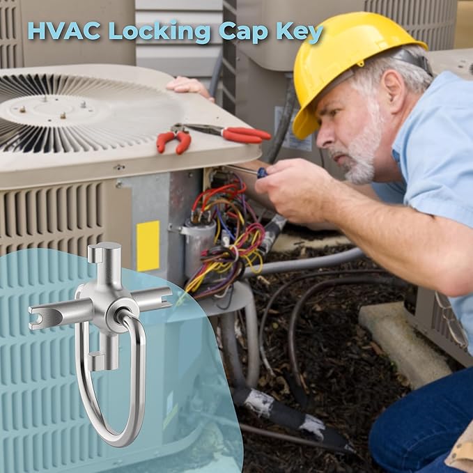 HVAC Locking Caps Key for 410A and R22 Refrigerant Safety Caps, for Installation and Removal of Locking Caps Used, Tamper Resistant Key Tool