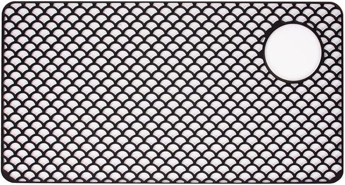 Kitchen Sink Mat 28.3 x 15.2in Silicone Sink Mat Non Slip Sink Protector for Farmhouse Kitchen Black B
