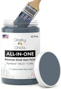Chalky Chicks 32 Fl Oz Matte Steel (Blue Gray) Chalk Paint for Furniture Without Sanding - No Prep Furniture Paint No Sanding All in One for Crafts, Wood, Walls, Cabinet, Metal, Dresser, Farmhouse