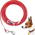 Tie Out Cable for Dogs,10/20/30/50/100FT Dog Leads for Yard Chew Proof,Heavy Duty Tie Out Cable for Large Dogs Up to 125lbs,Dog Runner Tether (Red, 125Ibs 150ft)