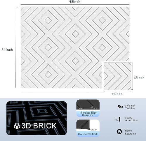 12Pack Acoustic Wall Panels, Self-Adhesive Sound Proof Foam Panels for Walls, High Density Acoustic Foam Sound Dampening & Sound Absorbing for Recording Studios, Offices, Home, 12"×12"×0.4", White