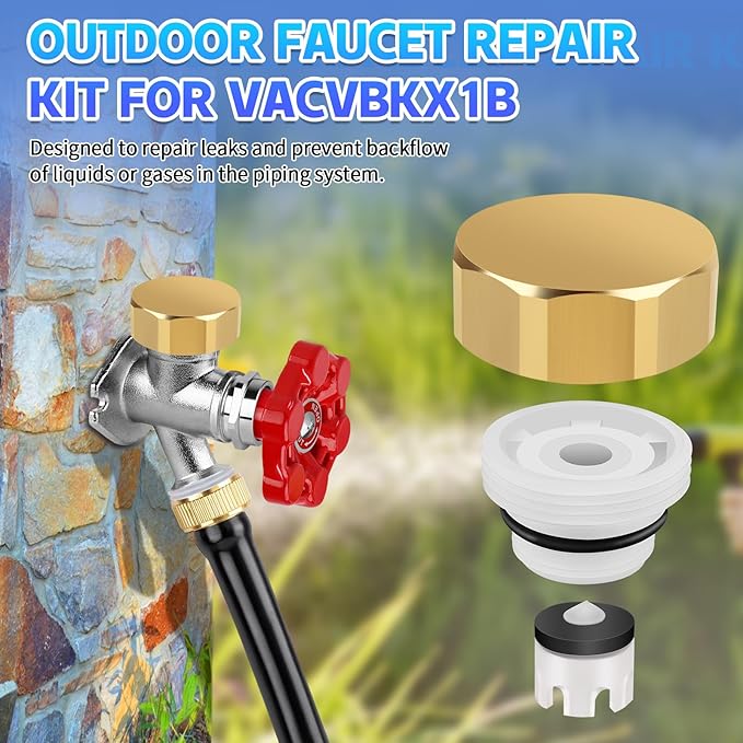 Boltigen 2 Sets Outdoor Faucet Repair Kit, Brass Vacuum Breaker Outside Faucet Set for VACVBKX1B, ASSE 1019-A Hose Bib Spigot Replacement Kit for Anti-Siphon Frost-Free Sillcock Valves