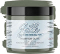Dixie Belle Silk All-in-One Mineral Paint - Hampton Olive (16oz) - Olive Green Water Based Built-In Primer + Topcoat for Wood + Metal - Durable Furniture Paint - Low Reflective Finish