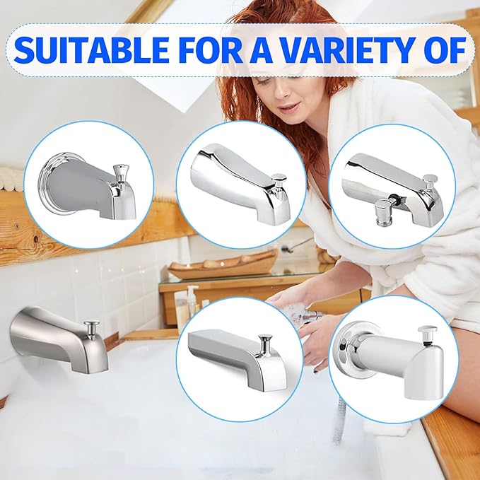 2 Set Tub Spout Diverter Repair Kit, Includes 2 Diverter Valve Stems, 2 Cup Seals and 2 Gates, Bathroom Shower Bathtub Leak Faucet Repair Replacement Parts, Chrome Plated