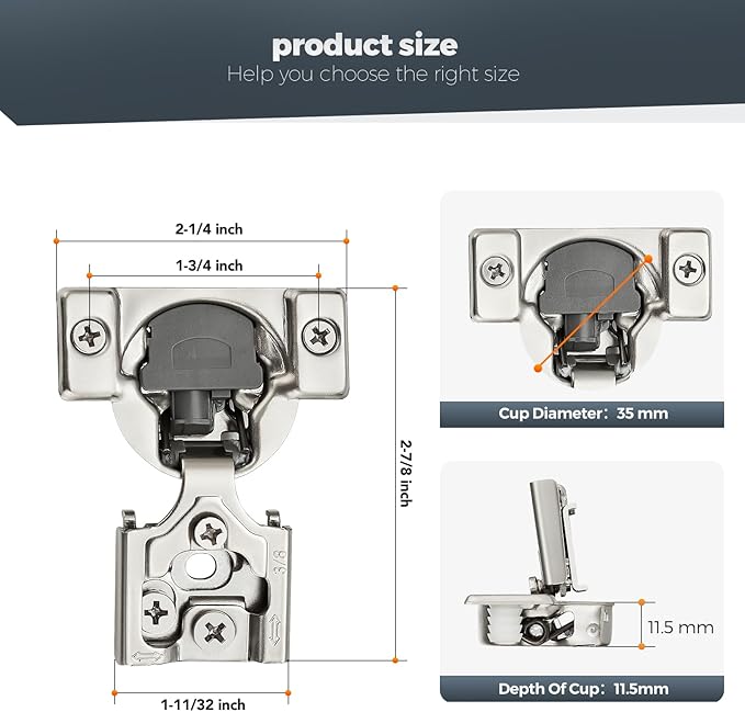 10 Pack (5 Pairs) 3/8" Overlay Soft Close Cabinet Hinges, Satin Nickel Stainless Steel Concealed Hinges with 3D Self-Closing for Face Frame Doors & Kitchens