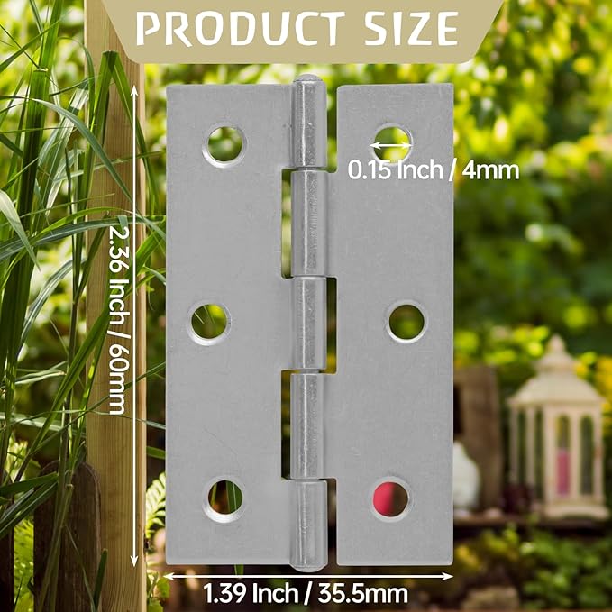 Murtenze 6 Pack 2.5 Inch Door Hinge Cabinet Hinge,Silver Butt Hinges Ball Bearing Window Hinge Outdoor Hinges with Mounting Screws