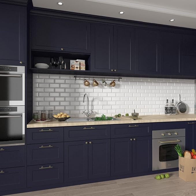 30"x200" Dark Blue Wallpaper Removable Wallpaper Dark Blue Wallpaper for Bedroom, Dark Blue Contact Paper for Cabinets and Drawers, Solid Blue Wall Paper Peel and Stick Navy Wallpaper Vinyl
