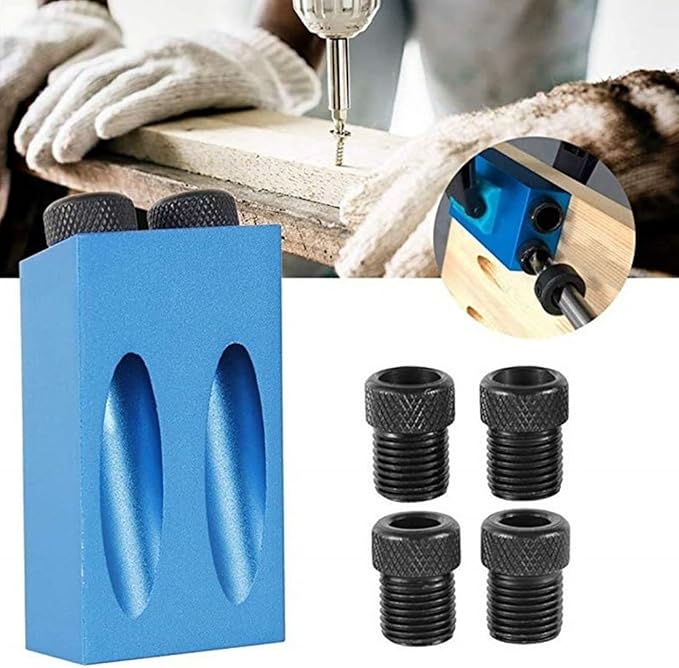 14Pcs Pocket Hole Jig, 15 Degree Dowel Drill Joinery Kit Hole Screw Jig with 6/8/10mm Drive Adapter for Woodworking Angle Drilling Holes, Carpenters Woodwork Guides Joint Angle Carpentry Locator
