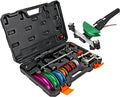 CARVALAX Pipe Tube Bender Set, for 1/4” to 7/8” O.D, 90° Ratcheting Tubing Bender Kit with Reverse Bending Adapters and 7 Multi-Color Aluminum Heads, for HVAC Air Condition Heating Repair
