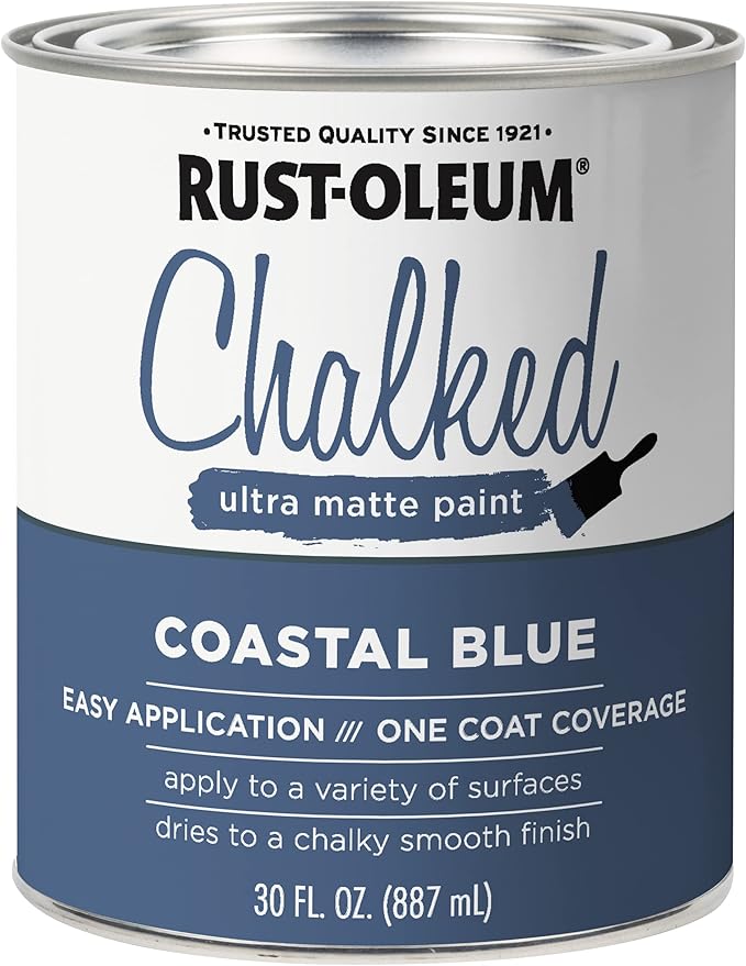 Rust-Oleum Coastal Blue Chalked All-in-One Ultra Matte Paint | One Coat Coverage | No Primer, Sanding, Or Topcoat Needed | Easy Clean Up | Made in USA | 30 OZ | 2 Pack