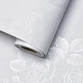 White Wallpaper Silk Embossed Floral Thicken Textured 393in 17.7in | Cool White Flower Contact Paper for Cabinets Furniture,Vinyl Self Adheive Removable Wallpaper Used for Bedroom Living Room