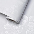 White Wallpaper Silk Embossed Floral Thicken Textured 118in17.7in | Cool White Flower Contact Paper for Cabinets Furniture,Vinyl Self Adheive Removable Wallpaper Used for Bedroom Living Room