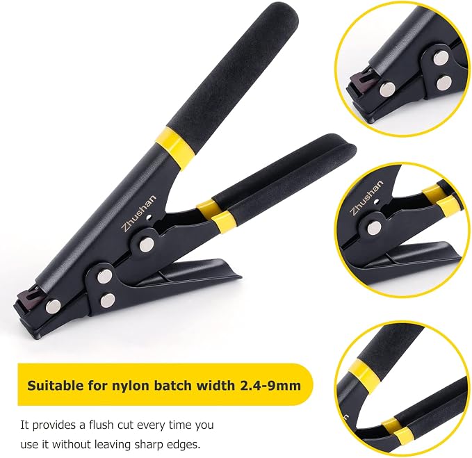 Zhushan Cable Tie Gun - Fastening Tool with Adjustable Tension to Cut Nylon Tie