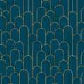 Yasinet Peel and Stick Wallpaper Stripe Removable Blue Contact Paper Blue/Gold Geometric Self Adhesive Decorative for Wall Countertop Cabinet Furniture Vinyl Film 17.3''x393.7''