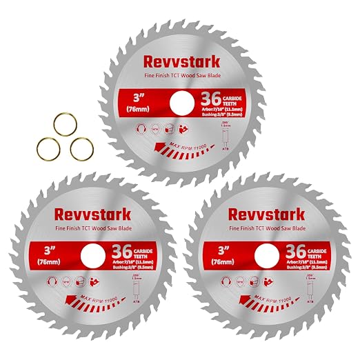 3 Pcs 3 in 36T Circular Saw Blade for Wood, Plastic, PCV, Acrylic | 7/16" Arbor, 3/8" Bushing, Carbide Tipped Teeth, Compact TCT Saw Blades for Cutting Wood, Plastic and Composite Materials