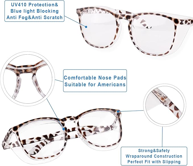 SQIMZAR Safety Glasses Goggles For Women Nurses Protective Eyewear,Anti Fog Safety Goggles