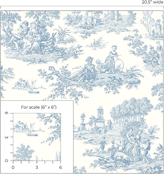 NextWall Chateau Toile Peel and Stick Wallpaper (Blue Bell)