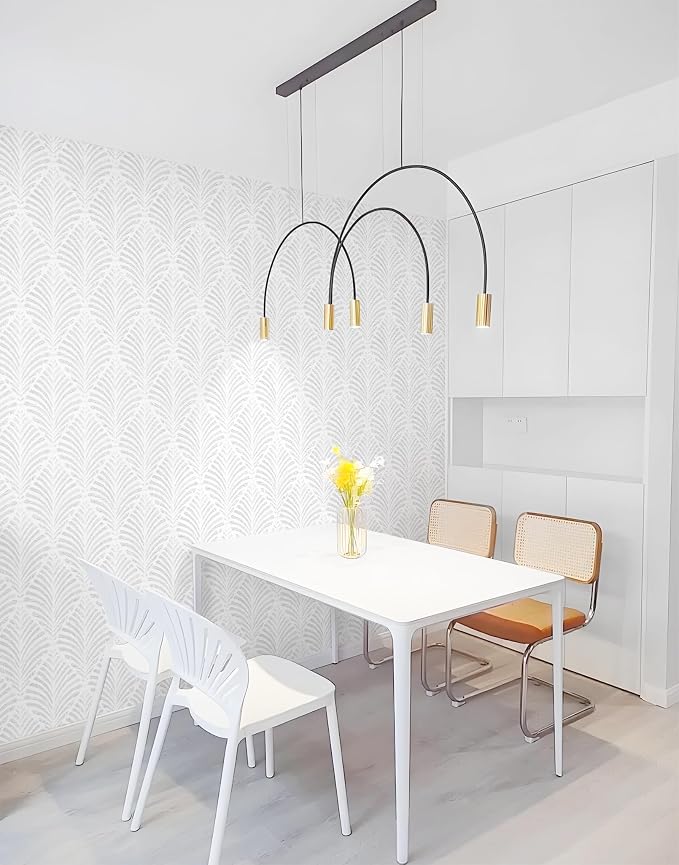 Safiyya Peel and Stick Wallpaper Boho Contact Paper 17.3"x393" Light Grey Geometric Modern Wall Paper Self Adhesive Removable Wallpaper for Bedroom Vinyl Rolls