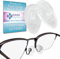 GMS Optical Push in Silicone Nose Pads for Glasses | 17mm Large, 8.2mm Wide Width | Non Slip Nose Grips, Eyeglass Accessories for Glasses & Sunglasses, Provides Comfort & Stability (10 Pairs, Clear)