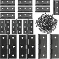 Boao 16 Pieces Small Door Hinges Stainless Steel Folding Butt Hinges Home Furniture Hardware Piano Cabinet Door Hardware with 96 Pieces Stainless Steel Screws(1.75 Inch and 3 Inch,Black)
