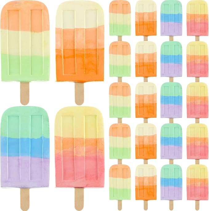 Mooliwe 24 Pcs Ice Cream Sidewalk Chalk Set Multicolor Party Favors Bulk Washable Safe Outdoor Chalk for Kids Adults Fun Summer Playground Outdoor Activities Painting on Chalkboard Blackboard