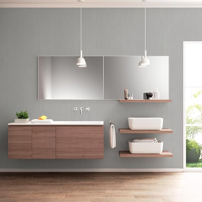 Grey Grasscloth Peel and Stick Wallpaper Vintage Texture Removable Waterproof Wallpaper for Room Walls, Cabinets, Furniture, Drawers, Desk A Set of 15.7"x480"