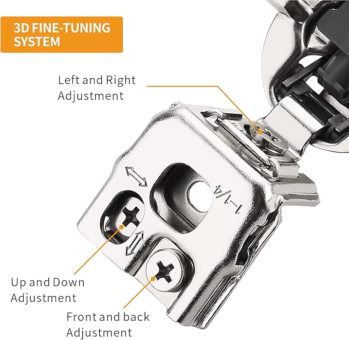 Chibery 20 Pack 1-1/4" Overlay 3D Soft Close Concealed Hinge for Face Frame Door, Smooth Slow Self Closing Hinges, Satin Nickel, Hidden 105° Open Angle Stainless Steel Hinge for Kitchen Cabinet Door