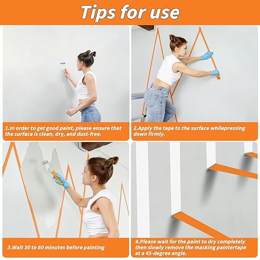 Oleitodh 15 Rolls Orange Painters Tape Bulk 1 inch x 825 Yards, Painters Masking Tape No Residue Wall Painting Tape Artist Tape Trim Edge Finishing Tape for Wall Painting Decoration DIY Supplies