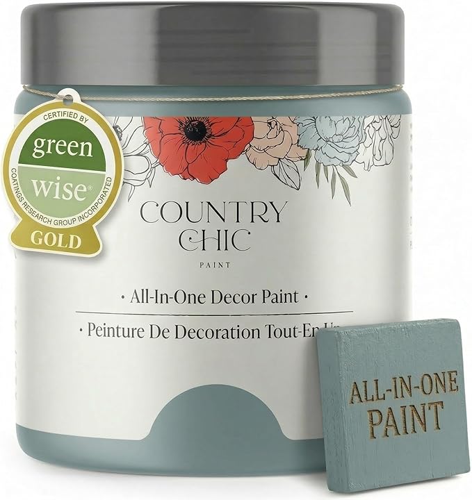 Country Chic All-in-One Chalk Paint for Furniture, Cabinets, Home Decor, Eco-Friendly, Matte Finish, Built-In Primer & Top Coat for Wood, Metal - Nightfall (Blue) - 8 oz (237 ml)