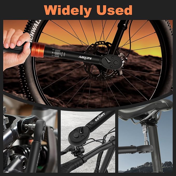 Kerry 1/4 Inch Drive Click Torque Wrench, 20-240 in-lb/2.3-27.1 Nm | ±3% Accuracy, Dual Scale, 72-Tooth Reversible Ratchet, Quick Release and Locking Adjustment with Case for Bicycle Maintenance