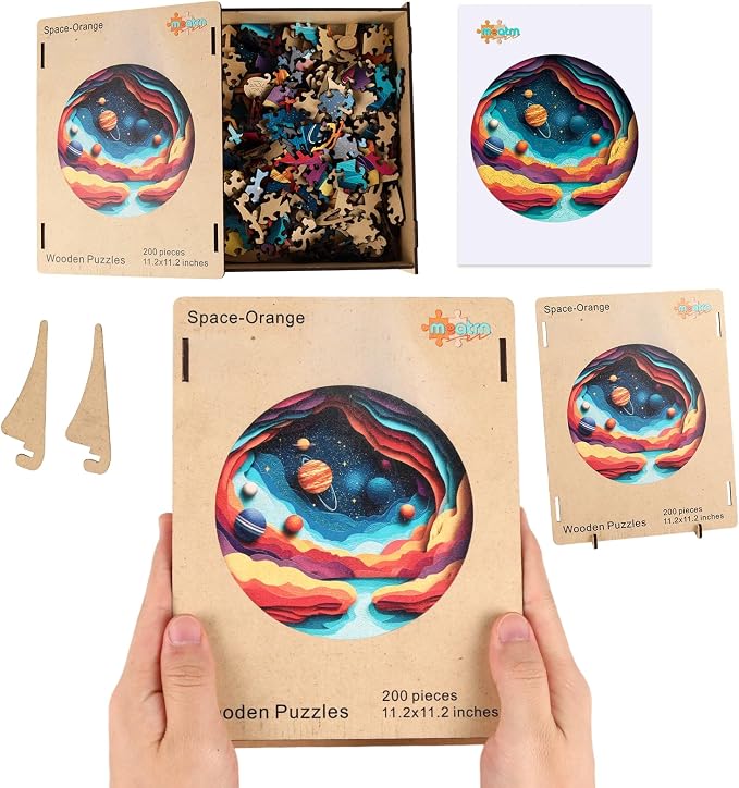 MEATRN Jigsaw Puzzles for Adults 500 Pieces - Outer Space Wooden Puzzles, Galaxy Planet Stress Relief Brain Teaser Game, Creative Astronomy Exploration Puzzle Gift for Teen and Kids, 16.5x16.5 in