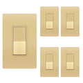ENERLITES Elite Series Decorator Switch with Screwless Wall Plate, Paddle Light Switch, 3-Way or Single Pole, 3 Wire, Grounding Screw, Residential Grade, 15A 120V, UL Listed, 93150-GDWP5P (5 Pack)