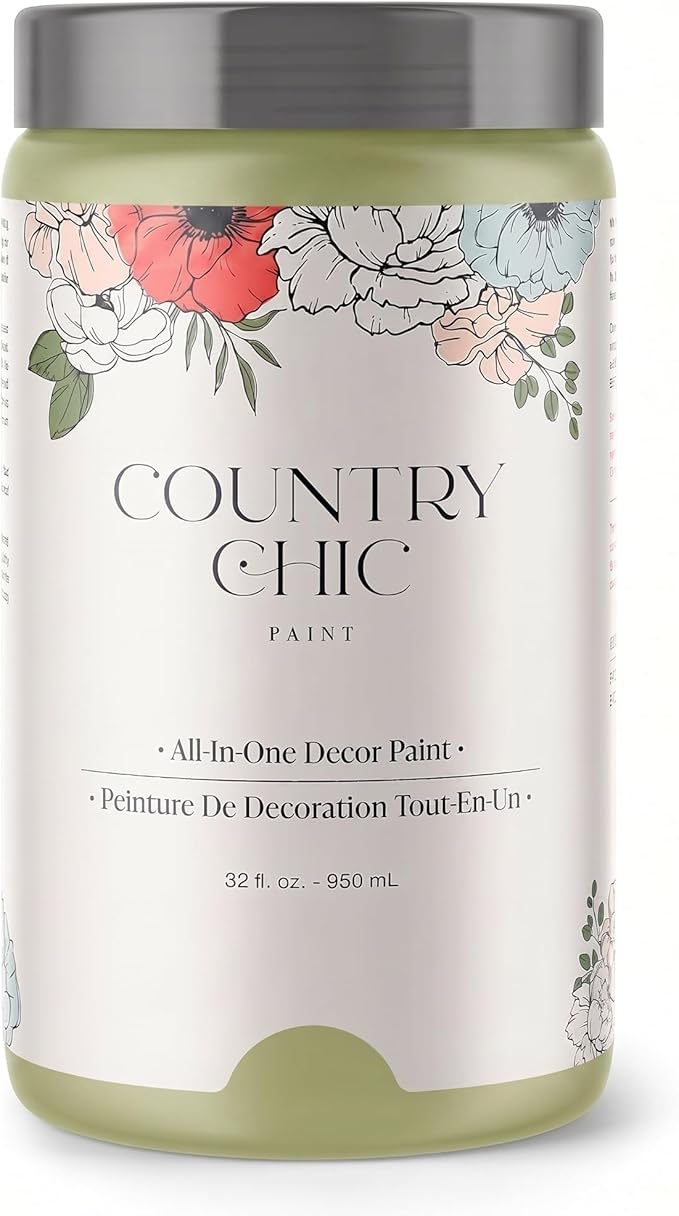 Country Chic All-in-One Chalk Paint for Furniture, Cabinets, Home Decor, Eco-Friendly, Matte Finish, Built-In Primer & Top Coat for Wood, Metal - Botanical (Soft Green) Quart (32 oz)