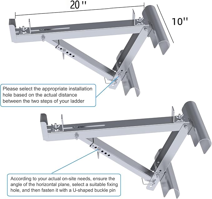 Ladder Jacks 2 Pack for Metaltech Scaffolding Platform,Two-Rung Short Body Extension Ladder Jack for Working Stage,2024 Upgrading Design & Strengthen Stability. (1 Pair)