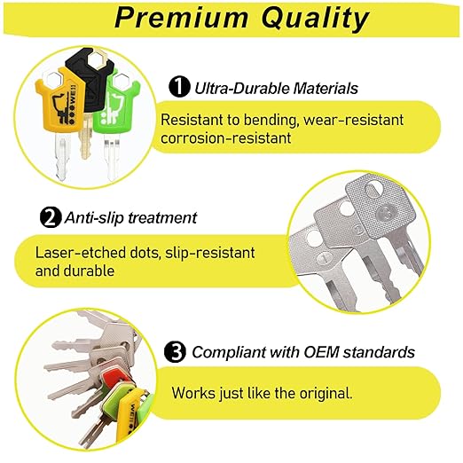 Multi Type Heavy Equipment Master Keys, 35 Contractor Excavator Dozer Skid Steer Loader Forklift Roller Operators Keys Fit Case JCB Kubota Komatsu CAT JLG Hyster Hitachi JD Yanmar Caterpillar