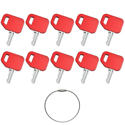 10 Pack AT195302 AR51481 Ignition Keys Compatible with Loader Backhoe Tractor 1200 210C 210LJ 250D 310A 310C 410B 410C 460E 550B 700H 710D 1050J