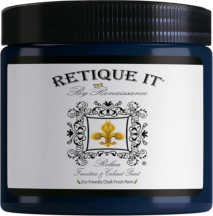 Renaissance Chalk Finish Paint - Black Indigo 1 Pint (16oz) - Chalk Furniture & Cabinet Paint - Non Toxic, Eco-Friendly, Superior Coverage