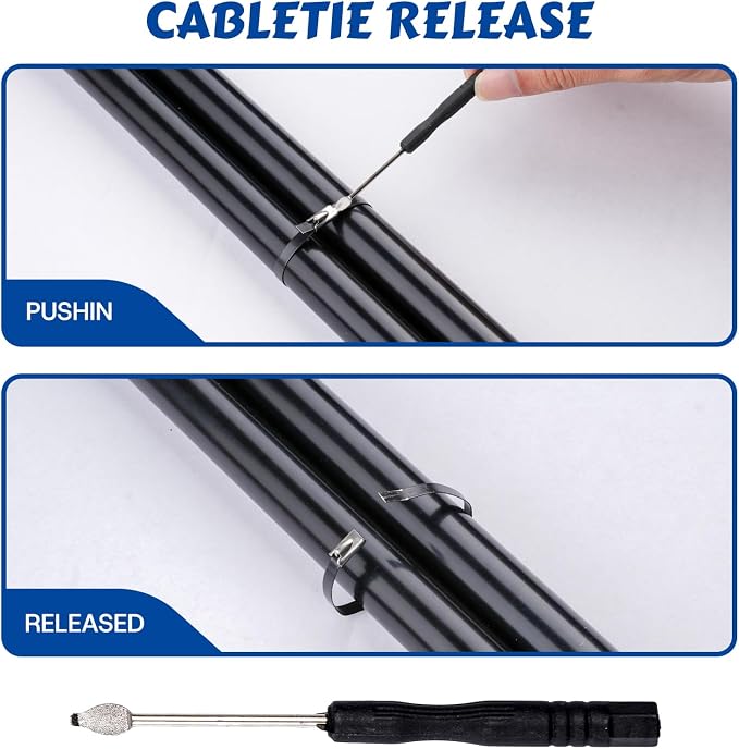 Metal Zip Ties, Stainless Steel Cable Tie Gun Set with 300pcs Metal Zip Tie Heavy Duty Outdoor Adjustable Fastening Cutting Tie Tool Sets for Chain Link Fence, Exhaust Pipe, Farms, Poultry Fence