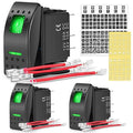 Nilight 3 Pack Rocker Switch with Night Glow DIY Stickers On Off 5 PIN SPST LED Light Switches with Green Backlit 12V/24V Toggle for Cars Trucks RVs Boats Auto Motorcycles