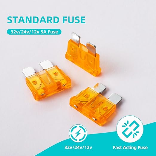 100Pcs 5 Amp Fuses Stanbdard Fuse, 5A Car Fuse Blade for Automotive, Truck, Boat, Motorcycle