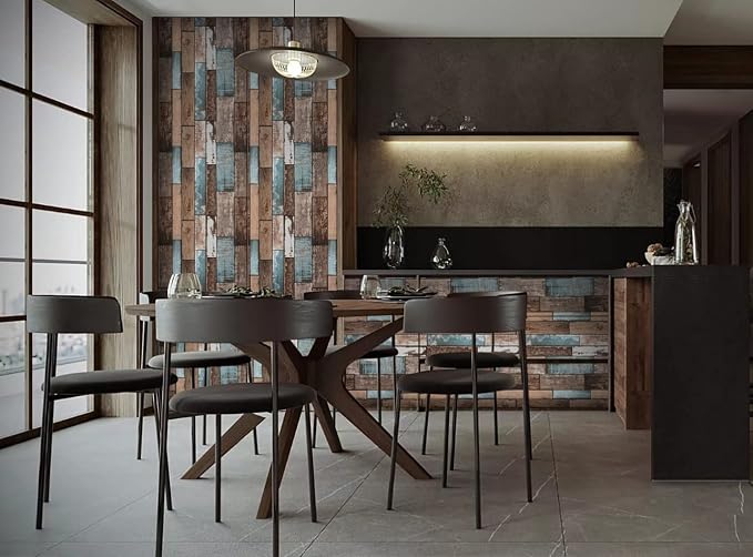 Heroad Brand 17.7”x197 Peel and Stick Wallpaper Backsplash Realistic Wood Panel Effect Contact Paper for Cabinets Accent Walls Easily Match Gorgeous Pattern Removable Wallpaper for Bedroom Bathroom