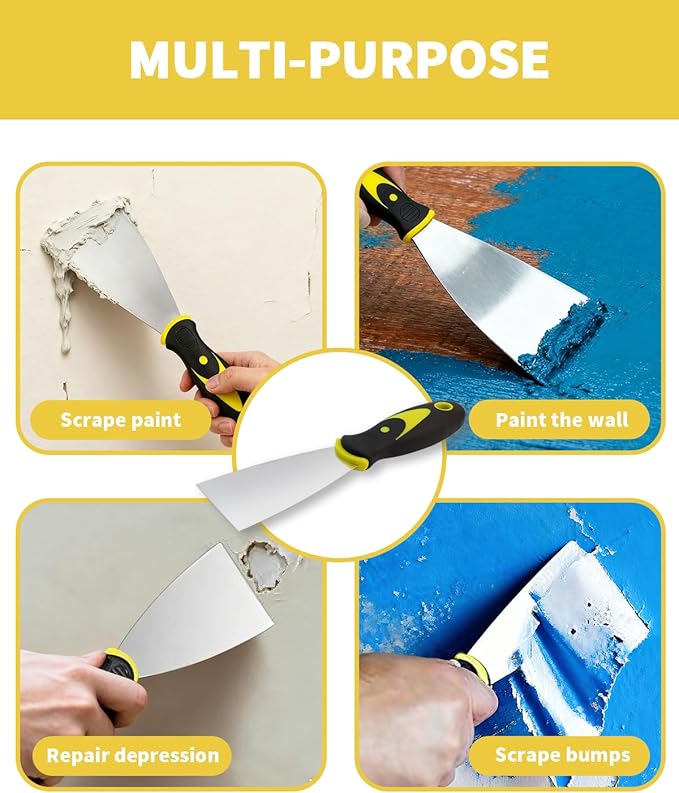 5 PCS Putty Knife, 2 Inch Spackle Knives, Stainless Steel Paint Scraper for Repairing Drywall, Removing Wallpaper, Mud, Plaster Scraping, Applying Putty