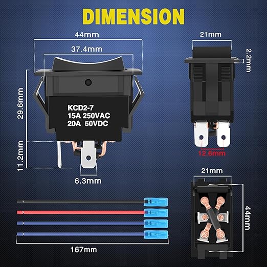 Nilight RET EXT Reverse Polarity Toggle Switches 2PCS On Off On DPDT 3 Position 12VDC Motor Control Power Jack Leveling Momentary DPDT 4Pin 20A Switch w/Jumper Wire for Tongue Trailer