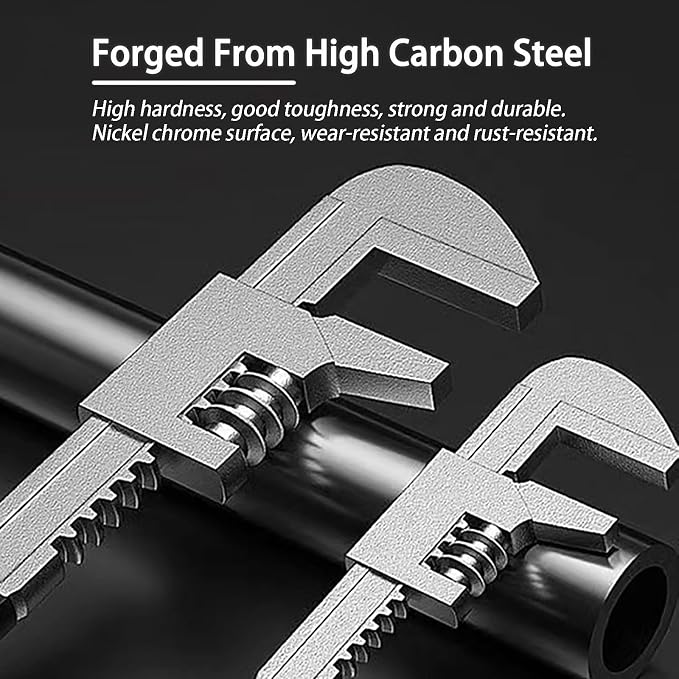 Non-slip Design 11 inch Automotive Wrench with [Silicone Non-slip Grip] Adjustable Wrench Fits a Variety of Fastener Sizes for Construction Machine Automobiles Home Repairs 11'' Black