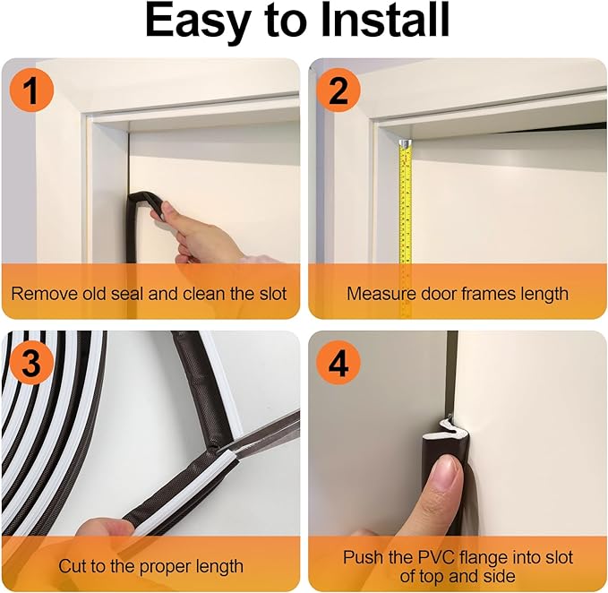 Door Weather Stripping Door Seal, Long Door Insulation Strip for Large Gap,Easy Cut to Size and Great for Replacing The Old Worn Out Seal (19.7 Feet, Brown)