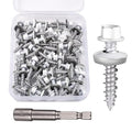 50 Pcs #10x1 White Metal Roofing Screws - Galvanized Hex Head Self-Tapping with EPDM Washers Sharp Point,for Corrugated Roofing, Wood Siding, Fences, Carports, Garages, Sheds