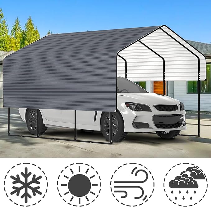 Metal Roof Panels - 12 Pcs Corrugated Pergola Roofing Panels Heavy Duty Waterproof Tin Roofing Materials for Shed Gazebo Patio Garages 50.78x17.7in,Grey