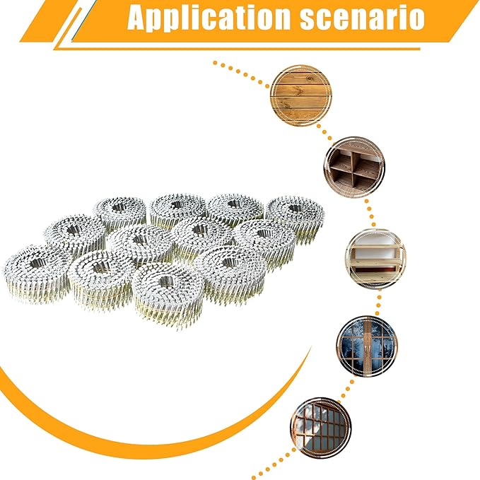 GXYWADY 3600Pcs Wire Coil Siding Nails 0.092 x 1-3/4 In Hot-Dip Galvanized Paint-Dipped Ring Shank Inclined 15 Degree Full Round Head Siding Nails of Lathing and Sheathing Materials
