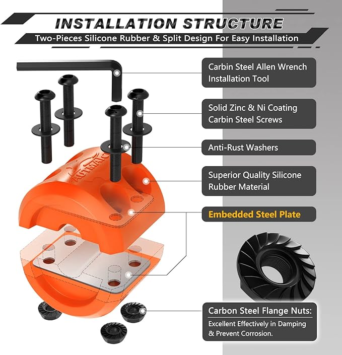 AUTMATCH Winch Cable Hook Stopper (2 Pack), Silicone Rubber Winch Stopper for Wire & Synthetic Rope, Winch Line ATV UTV, Shock Absorbent, Prevent Pulling Bounce and Abrasion, Orange